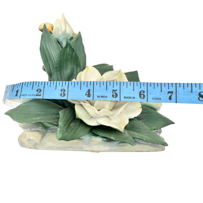 Capodimonte Porcelain White Gardenia Floral Figurine Made In Italy 8x7x5 inches