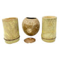 Jamaican Handcrafted Bamboo Cups Coconut Bowl 3pc Set Floral Engravings