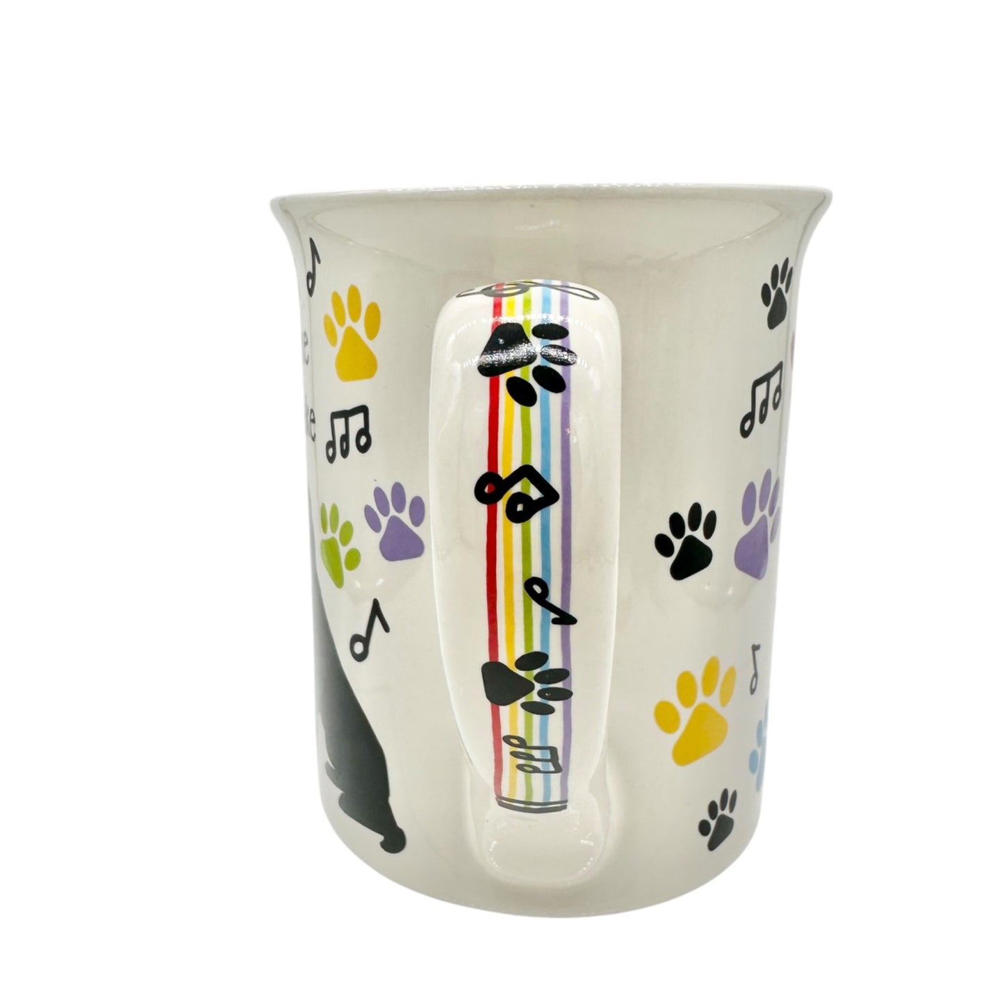 Dog-Themed Ceramic Mug With Colorful Paw Prints & Notes I’ll be Watching You