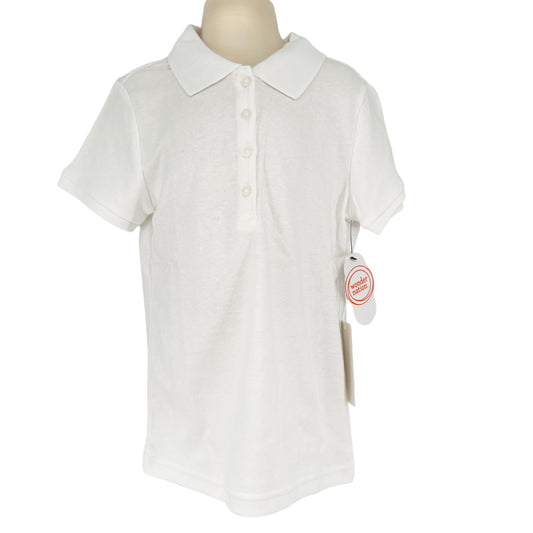 Wonder Nation Girls Uniform Short Sleeve Polo-style White 6X Tagless Comfort NEW