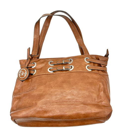 Sag Harbor Handbag Brown Faux Leather Interior Pockets Metal Accents