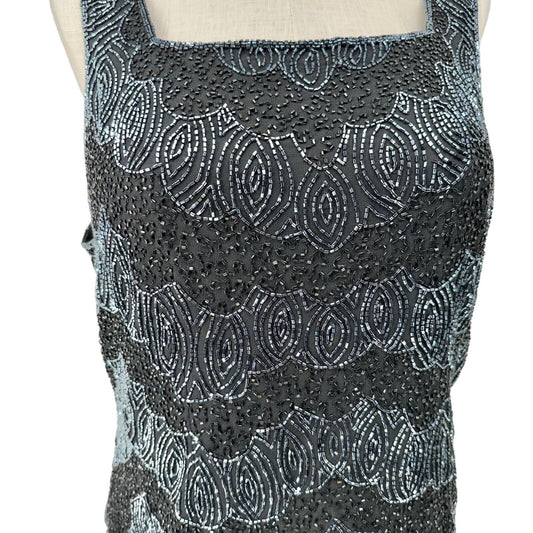 Dressbarn Collection Halter Top Womens XL Black Sequin Lined