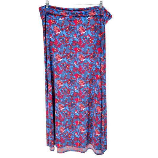 LuLaRoe Maxi Skirt Women's 3XL Blue Red Flowers EUC