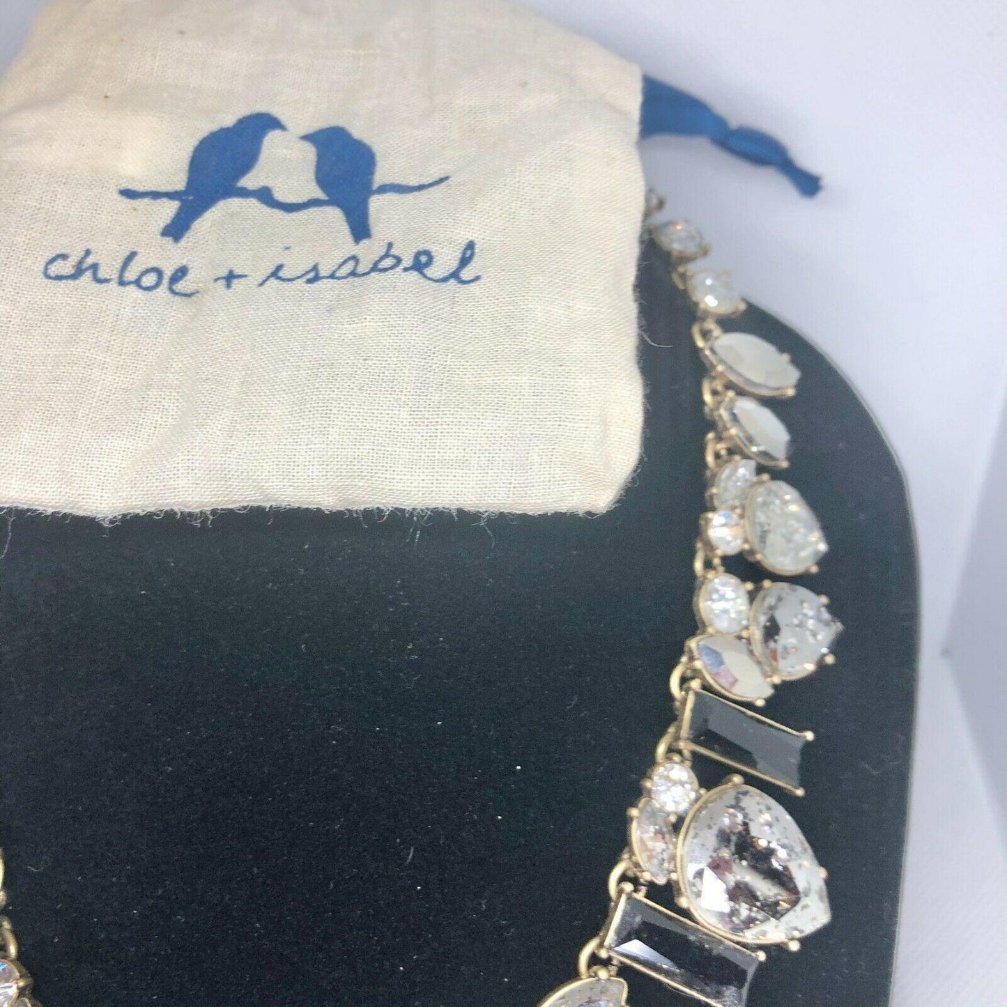 Chloe + Isabel Crystal and Black Necklace Teardrop Shape EUC