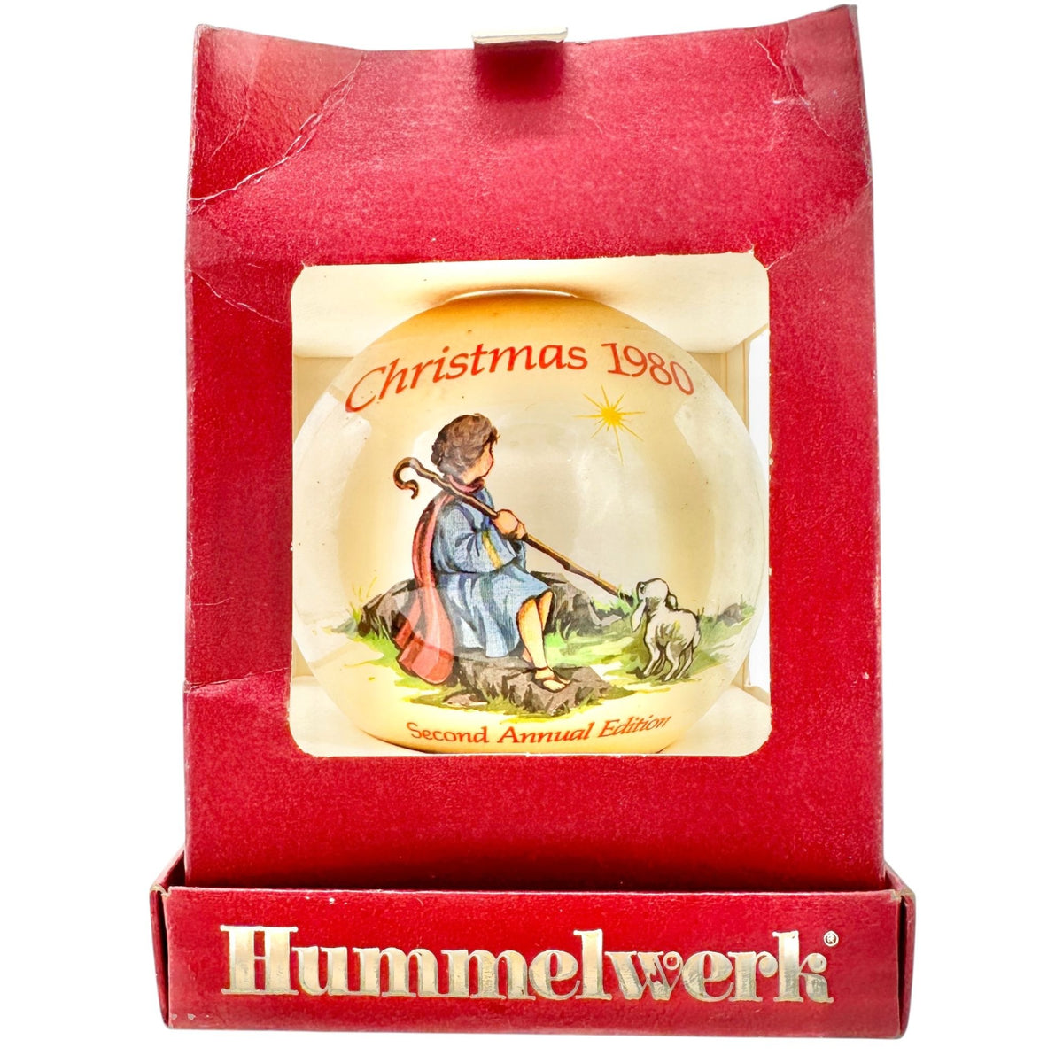Hummelwerk Christmas 1980 Ornament 2nd Edition in Original Box HandPainted Glass