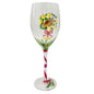 Wine Glass Partridge In A Pear Tree Design Hand Painted 9" H Christmas Holiday