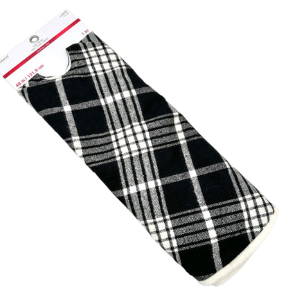 Ashland Holiday Christmas Tree Skirt Black White Plaid with Faux Fur Edge 48”