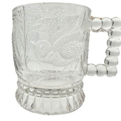Bird and Branch Mug Childs Tableware Clear EAPG Bryce US Glass Co Vintage 4"H