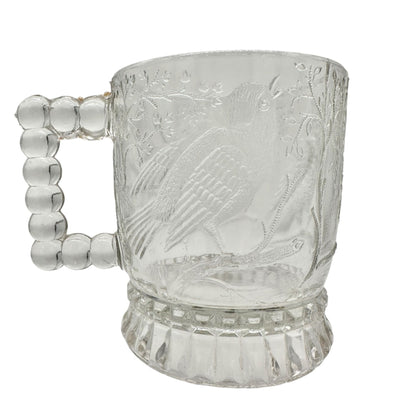 Bird and Branch Mug Childs Tableware Clear EAPG Bryce US Glass Co Vintage 4"H
