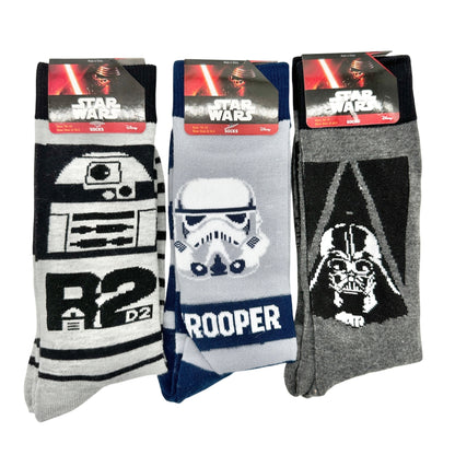 Star Wars Character 3 pr Socks Set Mens Size 10-13 R2D2 Stormtrooper Darth Vader