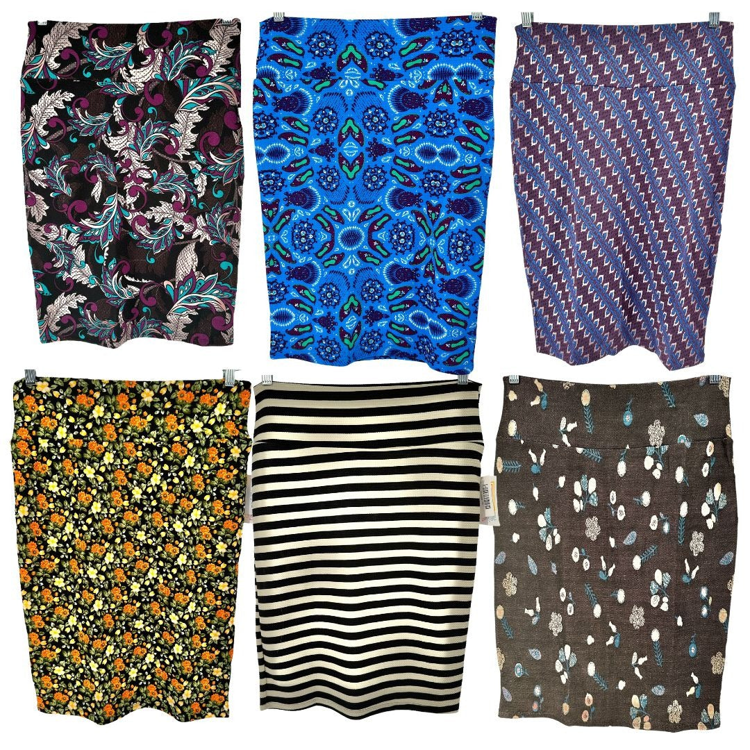 LuLaRoe Cassie Bundle of 6 Womens M Skirts Pencil Multicolor NWT