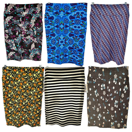 LuLaRoe Cassie Bundle of 6 Womens M Skirts Pencil Multicolor NWT