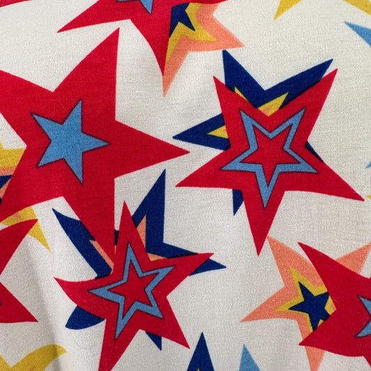 LuLaRoe Irma Top Womens 3XL Red White Blue Yellow Stars Patriotic Americana