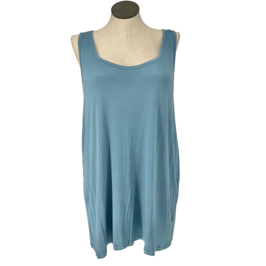 Terra & Sky Tank Top Womens 3X (24W-26W) Blue Ribbed Scoop Neck Fitted NWT