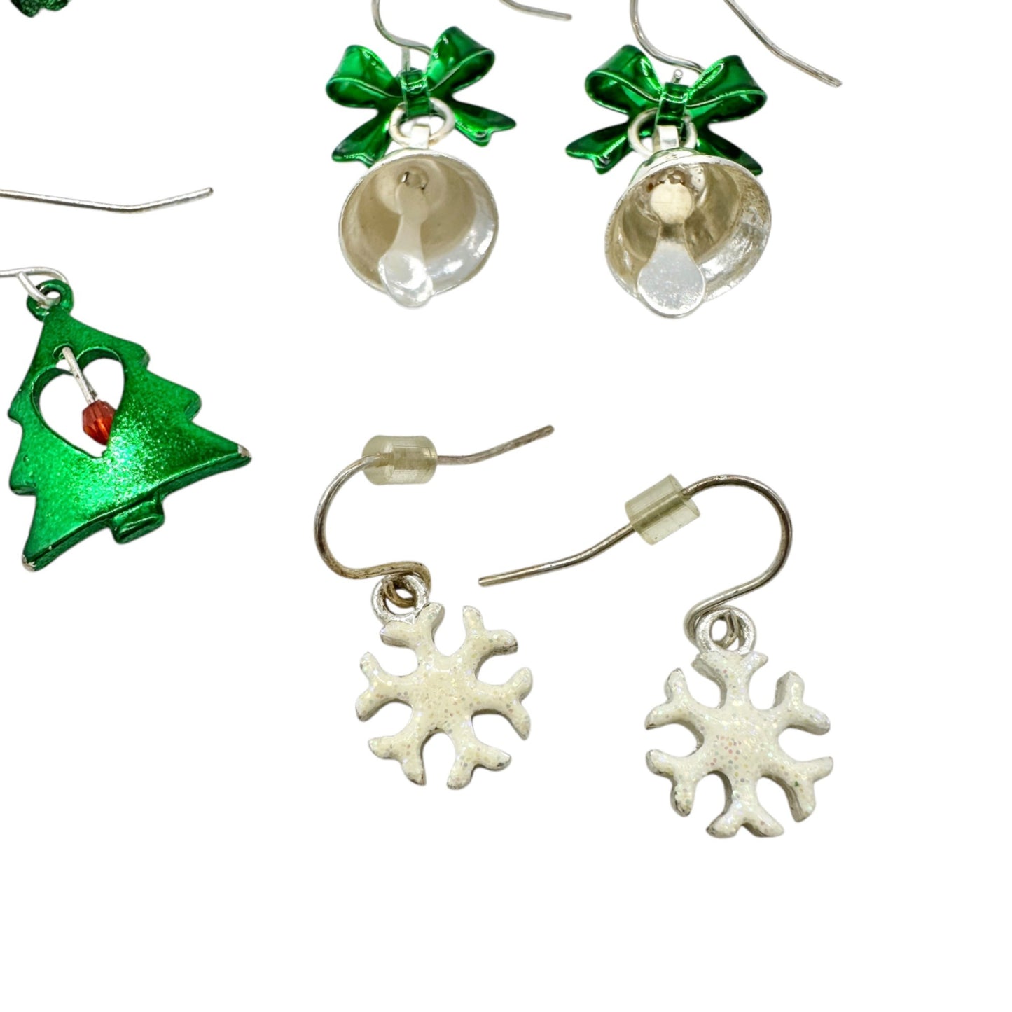 14-Pair Christmas Earring Set Holiday Designs Trees Bells Santas Candy Canes