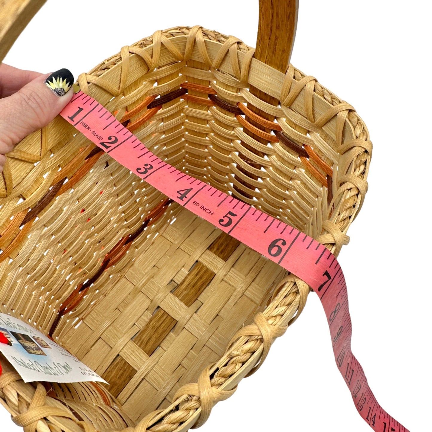 Handmade Basket Falling Leaves Square Shaped with Handle and Leaves Decoration on Front