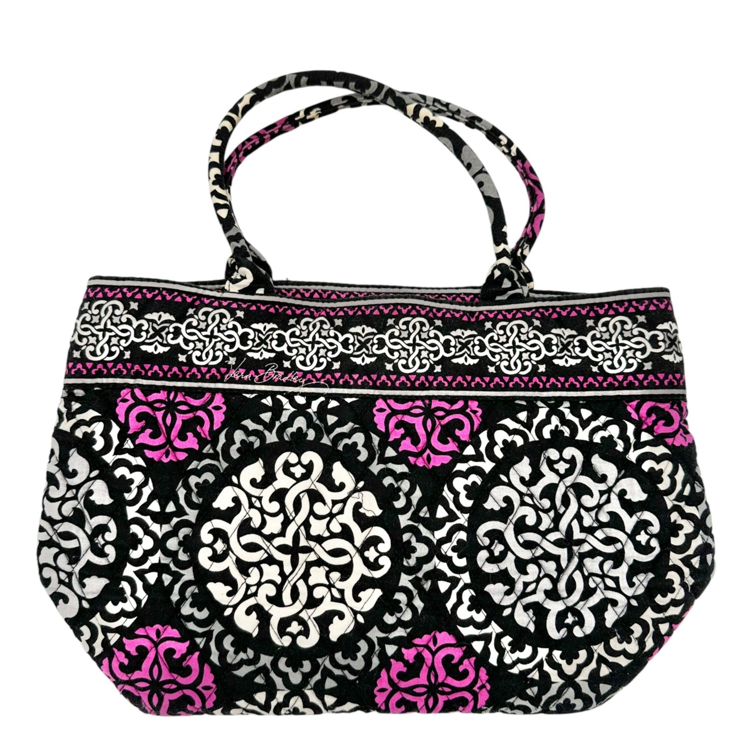 Vera Bradley Canterbury Magenta Satchel Handbag 10 x 10 x 5 Black Gray Magenta