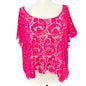 Torrid 3 Crochet Lace Crop Top Women 22-24 Hot Pink SS Boho Floral Sheer Overlay