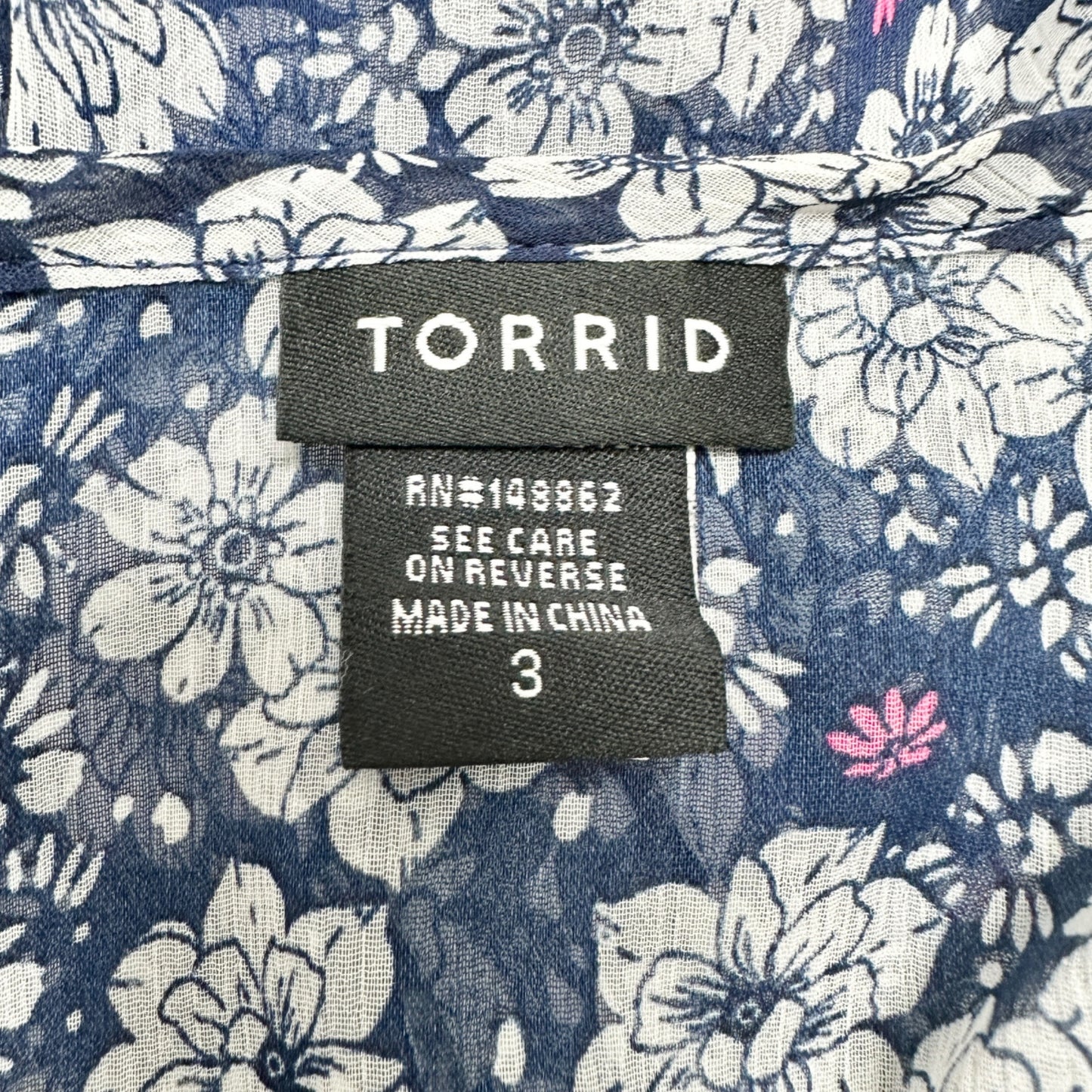 Torrid Top Womens 3X Navy Blue Floral Print Adj Tank Straps Lined Flouncy