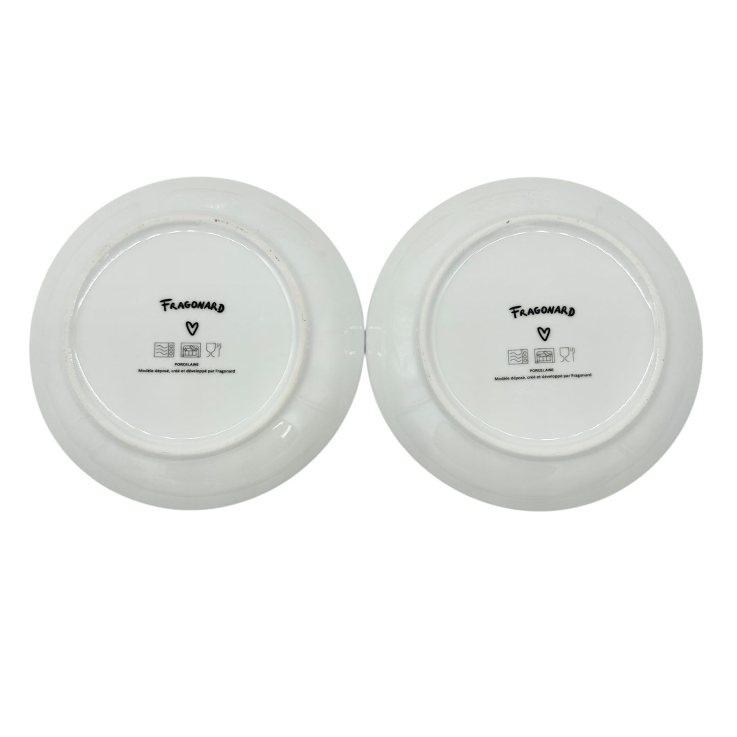 Fragonard 6 pc Porcelain Dessert Plates White Red Green Yellow French Design 6in