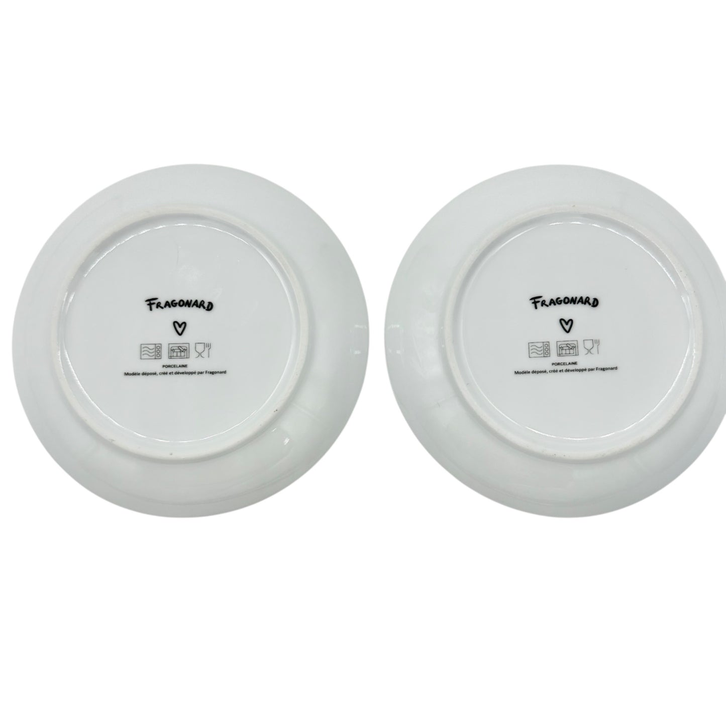 Fragonard 6 pc Porcelain Dessert Plates White Red Green Yellow French Design 6in