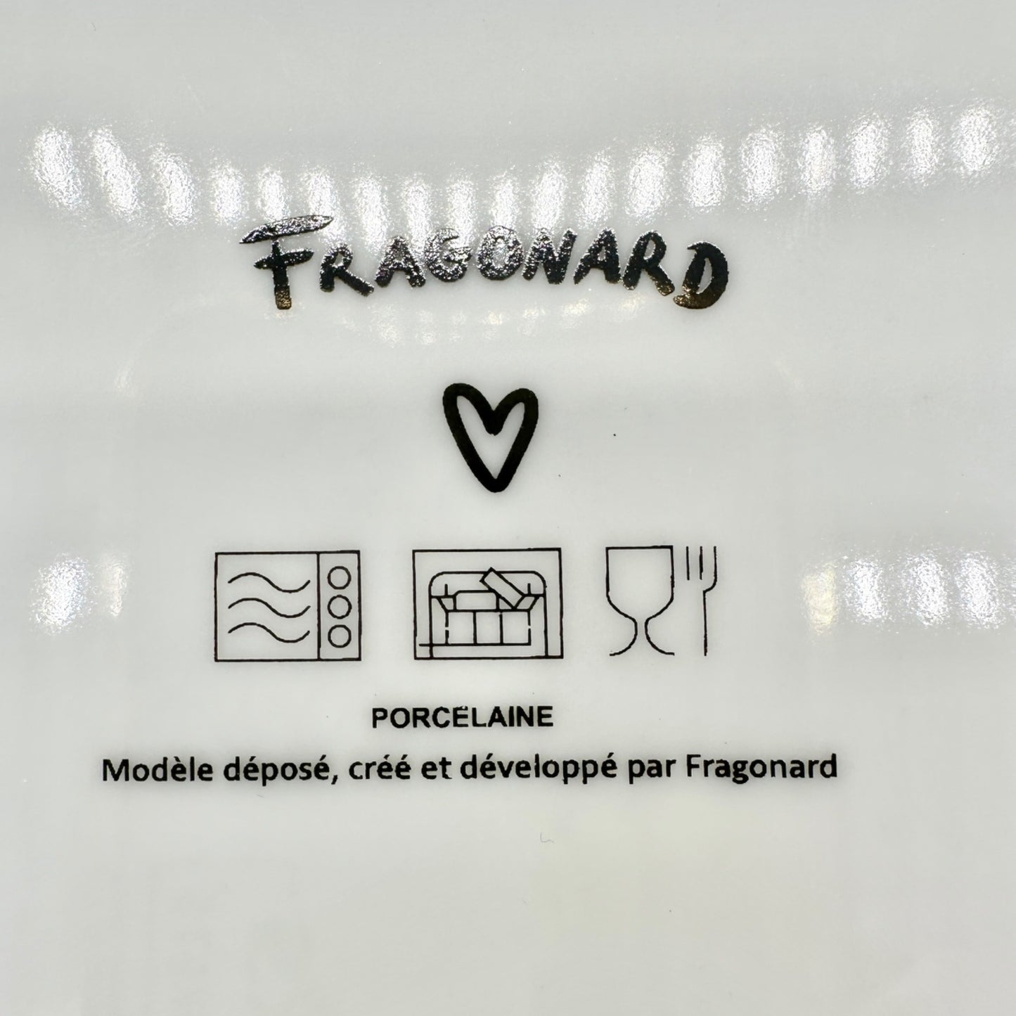 Fragonard 6 pc Porcelain Dessert Plates White Red Green Yellow French Design 6in