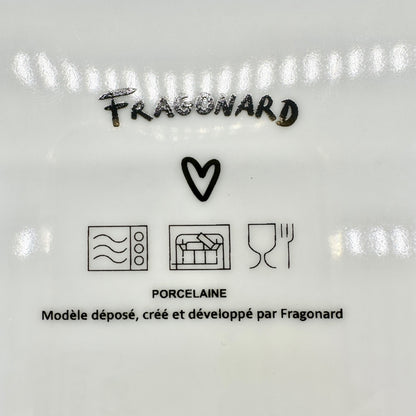 Fragonard 6 pc Porcelain Dessert Plates White Red Green Yellow French Design 6in