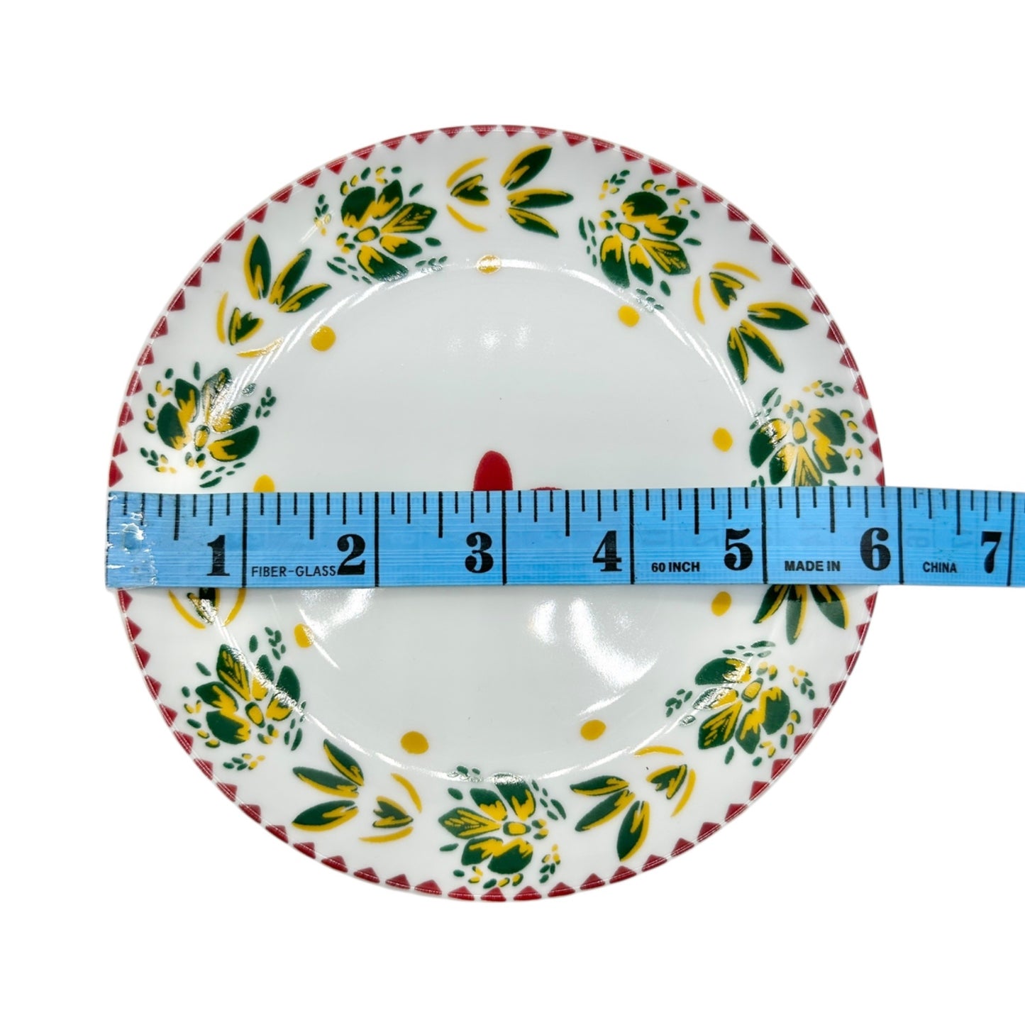 Fragonard 6 pc Porcelain Dessert Plates White Red Green Yellow French Design 6in