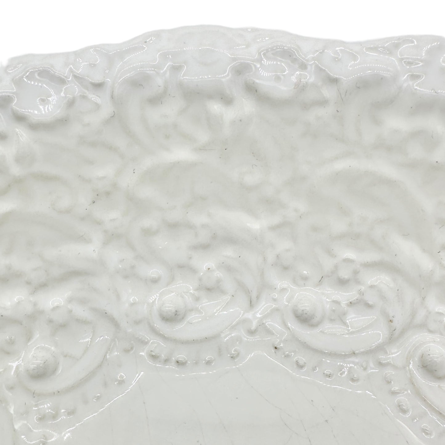 Serving Bowl with Handles 13x8 Ceramic White Patterned Italy EUC