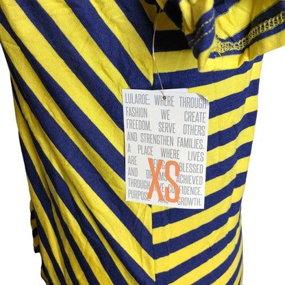 LuLaRoe Classic T Women's Extra Small Top Blue and Yellow Stripes NWT