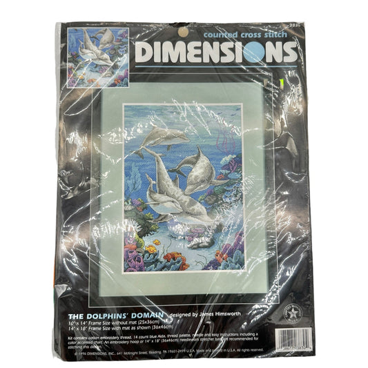 Dimensions Counted Cross Stitch Kit 3830 THE DOLPHINS DOMAIN Complete NIP