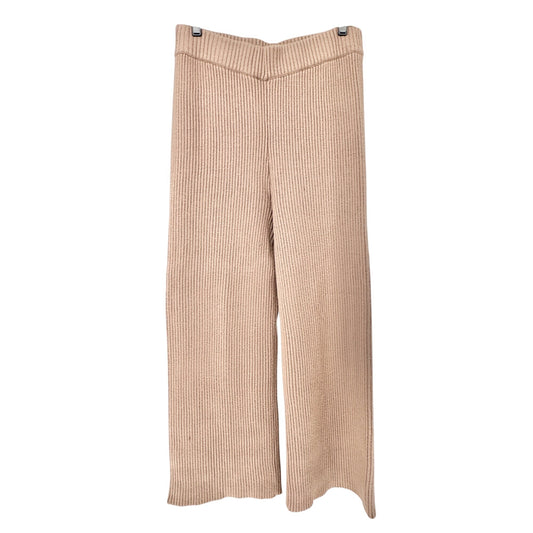 Justfab Ribbed Knit Pants Womens XL Beige Ribbed Wide-Leg Soft Comfortable
