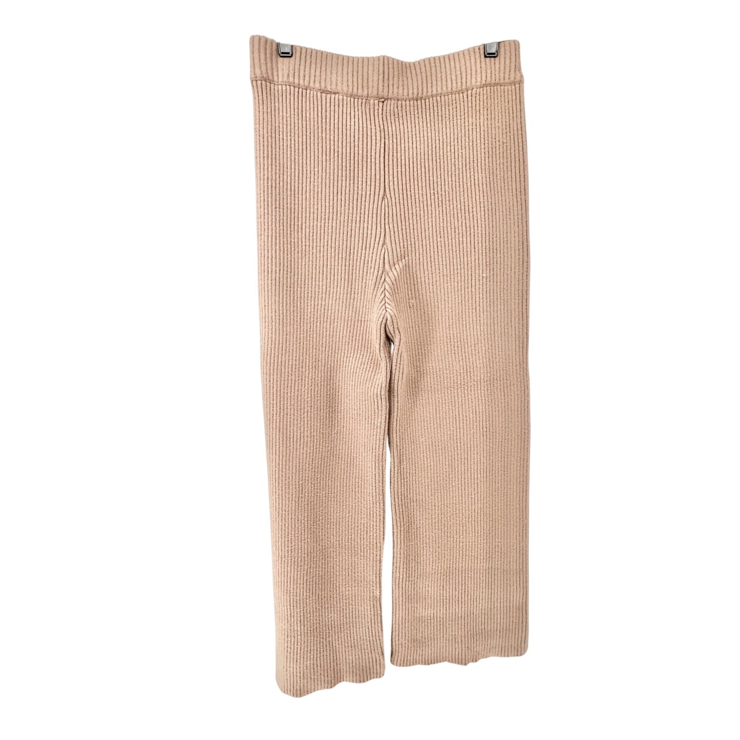 Justfab Ribbed Knit Pants Womens XL Beige Ribbed Wide-Leg Soft Comfortable