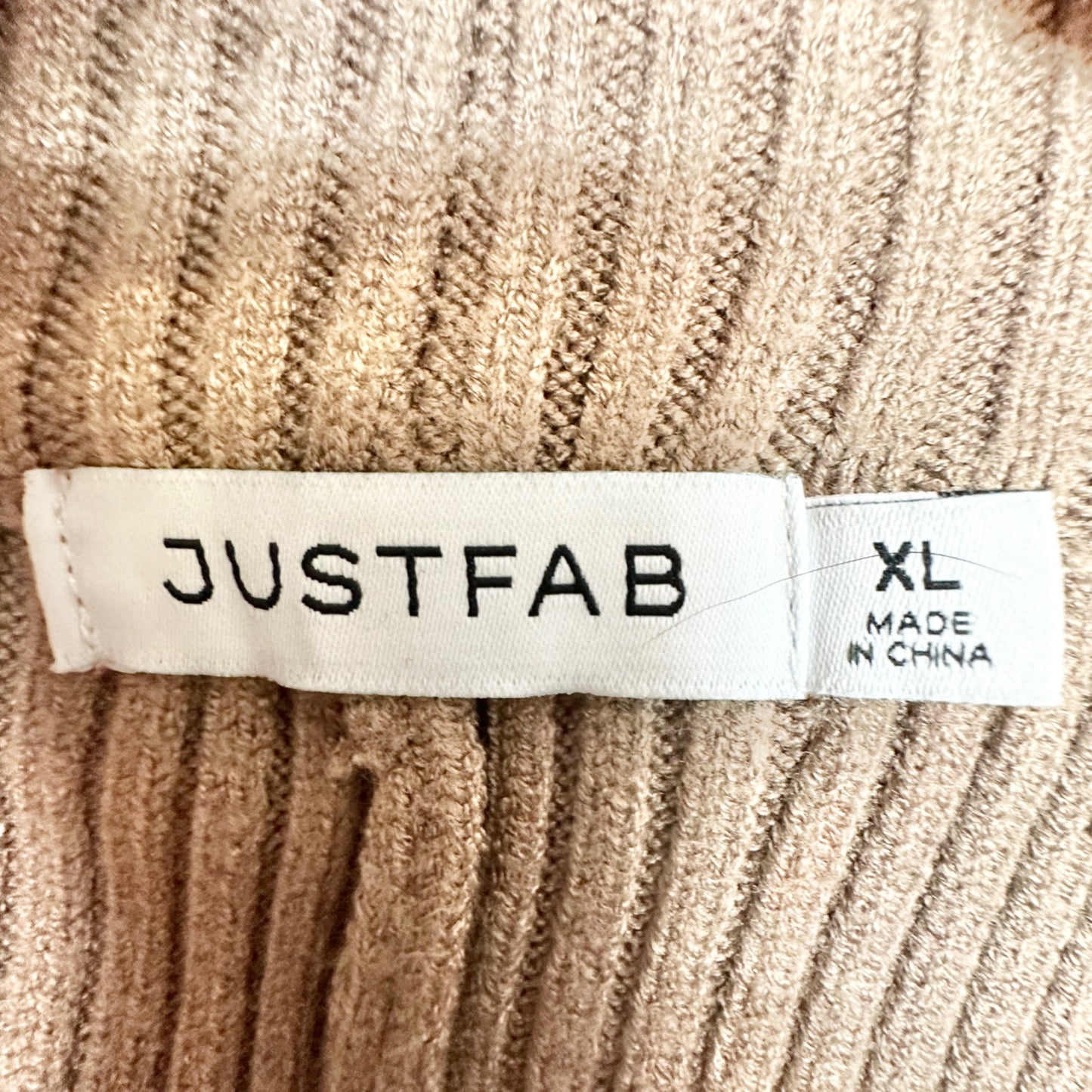 Justfab Ribbed Knit Pants Womens XL Beige Ribbed Wide-Leg Soft Comfortable