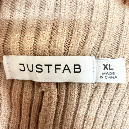 Justfab Ribbed Knit Pants Womens XL Beige Ribbed Wide-Leg Soft Comfortable