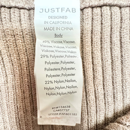 Justfab Ribbed Knit Pants Womens XL Beige Ribbed Wide-Leg Soft Comfortable