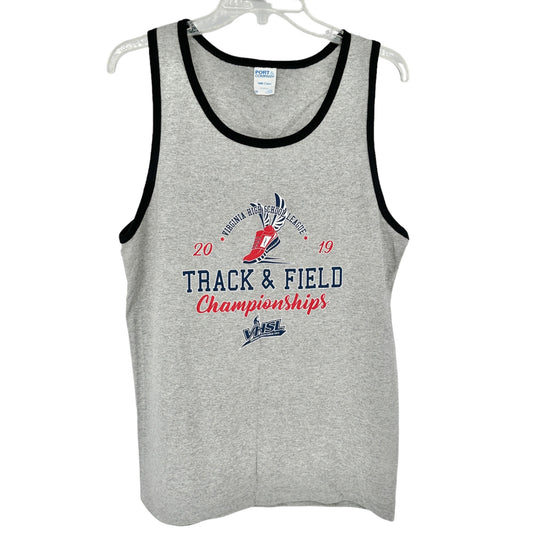 Port & Co Tank Top Mens M Gray VA High School League Track Field Champions 2019