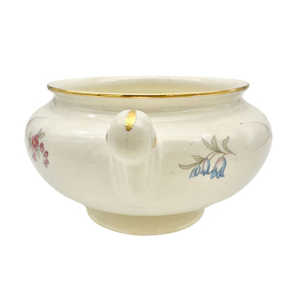 Homer Laughlin Eggshell Nautilus Sugar Bowl 6.5 inch Cream Flowers No Lid