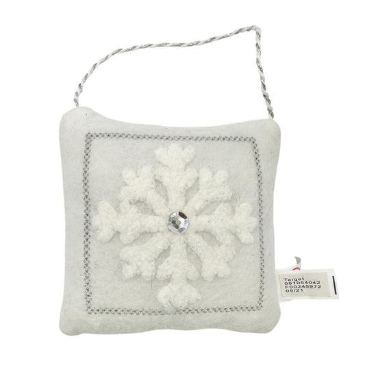 Ornament Pillow with Snowflake 4 inch White