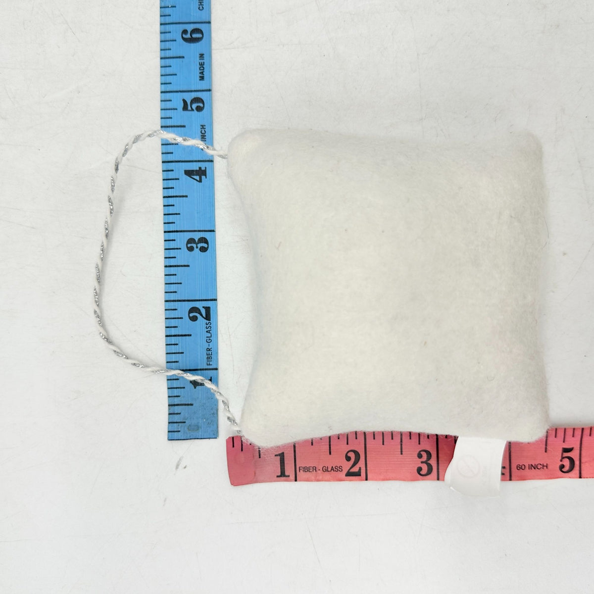 Ornament Pillow with Snowflake 4 inch White