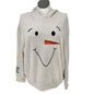 Ribbed Knit Hoodie Womens XXL Snowman Face Embroidery Soft Comfortable NEW