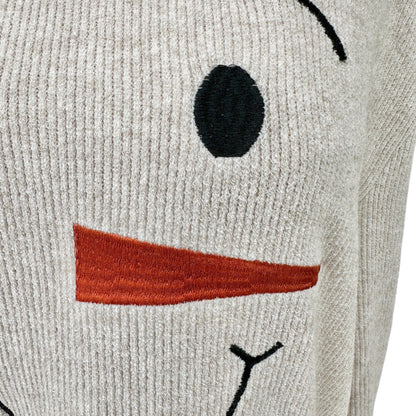 Ribbed Knit Hoodie Womens XXL Snowman Face Embroidery Soft Comfortable NEW