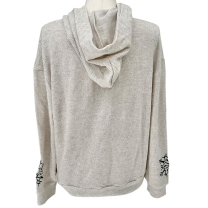 Ribbed Knit Hoodie Womens XXL Snowman Face Embroidery Soft Comfortable NEW