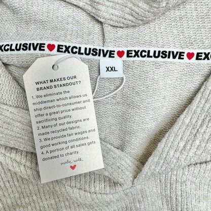 Ribbed Knit Hoodie Womens XXL Snowman Face Embroidery Soft Comfortable NEW