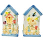 Birdhouse Salt and Pepper Shakers Hand Painted Ceramic Bee Ladybug Florals 3.5"H