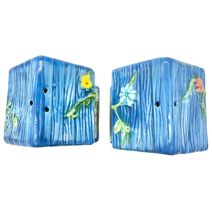 Birdhouse Salt and Pepper Shakers Hand Painted Ceramic Bee Ladybug Florals 3.5"H