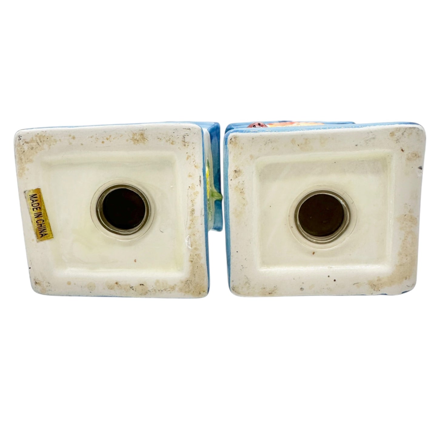 Birdhouse Salt and Pepper Shakers Hand Painted Ceramic Bee Ladybug Florals 3.5"H