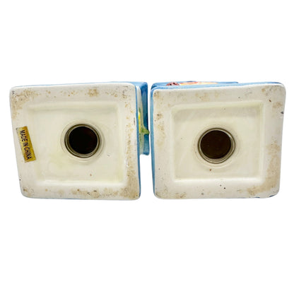 Birdhouse Salt and Pepper Shakers Hand Painted Ceramic Bee Ladybug Florals 3.5"H