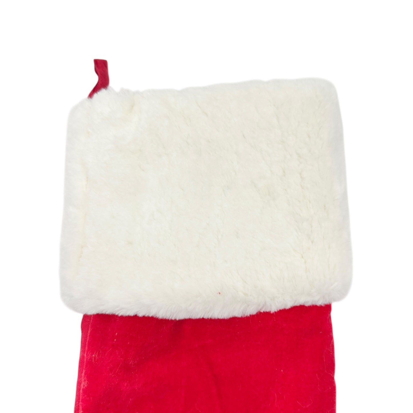 Max Studio Home Red Velvet Christmas Stocking Faux Fur Cuff Beaded Tree Design