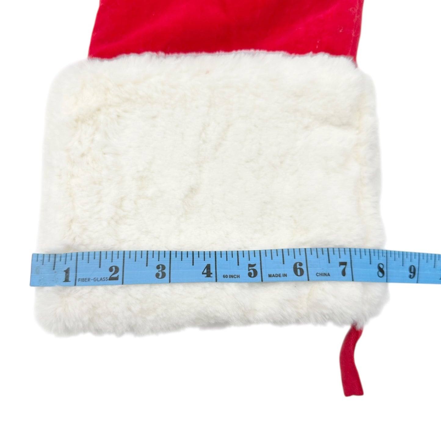 Max Studio Home Red Velvet Christmas Stocking Faux Fur Cuff Beaded Tree Design